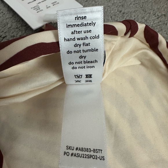 Andie Swim Bikini Cartagena Top in Burgundy Hipster Bottom in Truffle Stripe Med - Picture 6 of 8